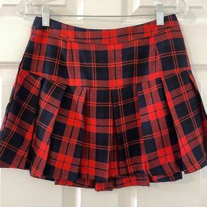 BCBGeneration Red and Black Plaid Mini Skirt